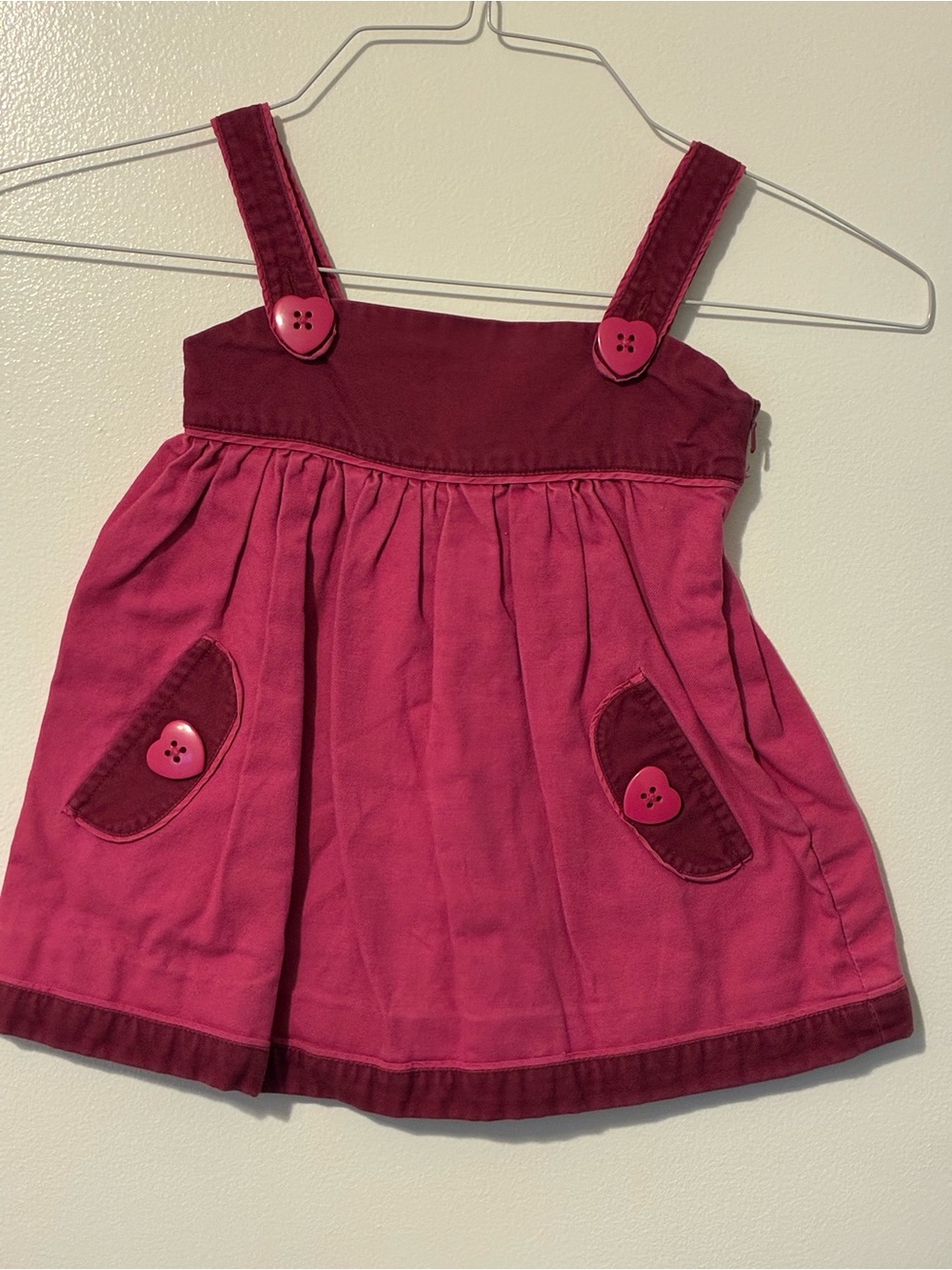 The Children's Place Pink Magenta Heart-Button Jumper Dress